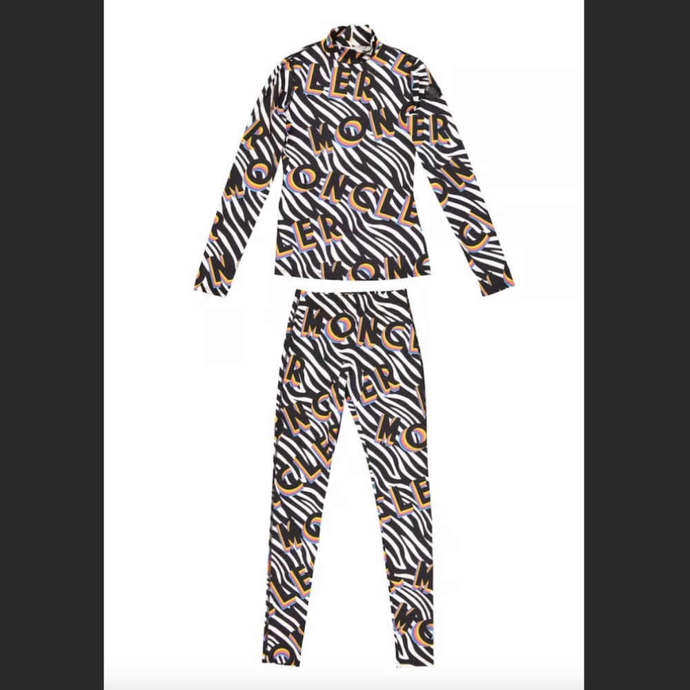 MONCLER RICHARD QUINN LOGO PRINTED SLIM FIT TOP AND LEGGINGS